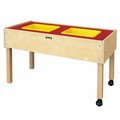 Jonti-Craft Baltic Birch 0485JC 41.5'' x 20 1/2'' x 24'' Mobile 2-Tub Wood Sensory Table 5310485